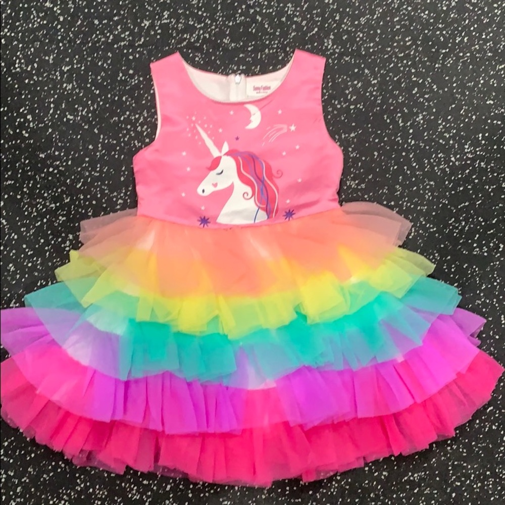 Unicorn ruffle dress Sz 6